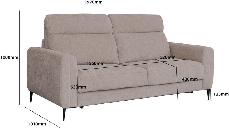 Bäddsoffa framåt bäddad beige - Hoven - Beige - Products - Möbler - Soffa - Bäddsoffa - Framåtbäddad bäddsoffa