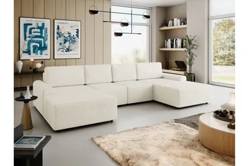 Bella Bäddsoffa Dubbeldivan 4-sits i Plysch - Beige - Products - Möbler - Soffa - Bäddsoffa - U bäddsoffa