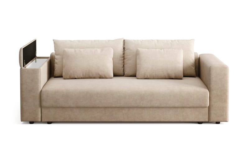 Bergen Extra djup 3-sits Bäddsoffa med Bäddmadrass i Polyesterskum Vändbar Sommar- & Vintersida och Tvättbar klädsel - Beige - Products - Möbler - Soffa - Bäddsoffa - 3 sits bäddsoffa