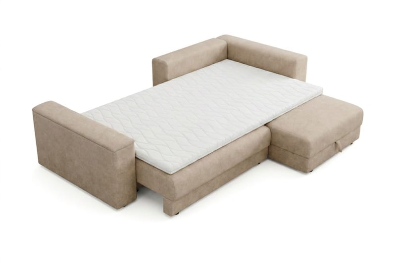 Bergen Extra djup 3-sits Bäddsoffa med Divan och Bäddmadrass i Polyesterskum och Tvättbar klädsel - Beige - Products - Möbler - Soffa - Bäddsoffa - Bäddsoffa divan