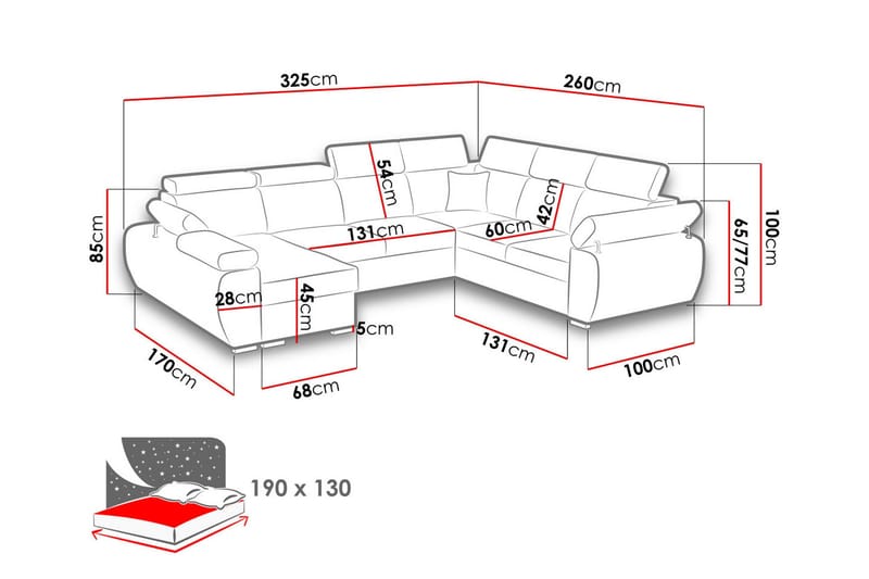 Boston Hörnsoffa Höger - Mörkgrå - Products - Möbler - Soffa - Bäddsoffa - Hörnbäddsoffa