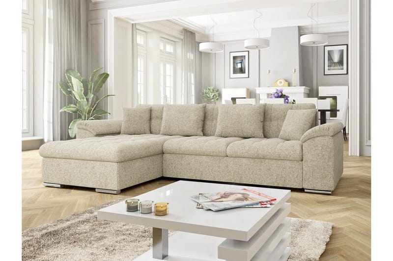 Camior Bäddsoffa med Divan 3-sits - Beige - Products - Möbler - Soffa - Bäddsoffa - Bäddsoffa divan