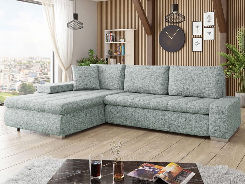 Cerys Bäddsoffa med Divan 4-sits - Grå - Products - Möbler - Soffa - Bäddsoffa - Bäddsoffa divan
