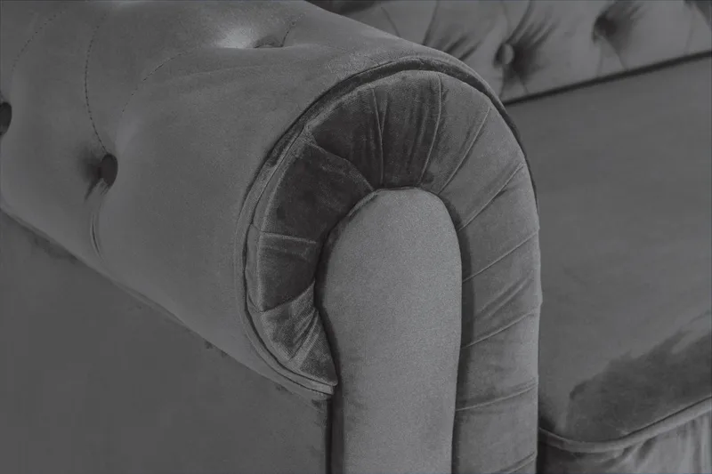 Chesterfield Deluxe 3-sits Framåtbäddad bäddsoffa i sammet - Mörkgrå Sammet - Products - Möbler - Soffa - Bäddsoffa - 3 sits bäddsoffa