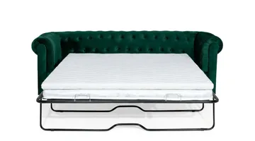 Chesterfield Lyx 3-sits Framåtbäddad Bäddsoffa med HVILA Bäddmadrass 140x200 cm Latex med Tvättbar klädsel - Grön/Vit - Products - Möbler - Soffa - Bäddsoffa - 3 sits bäddsoffa
