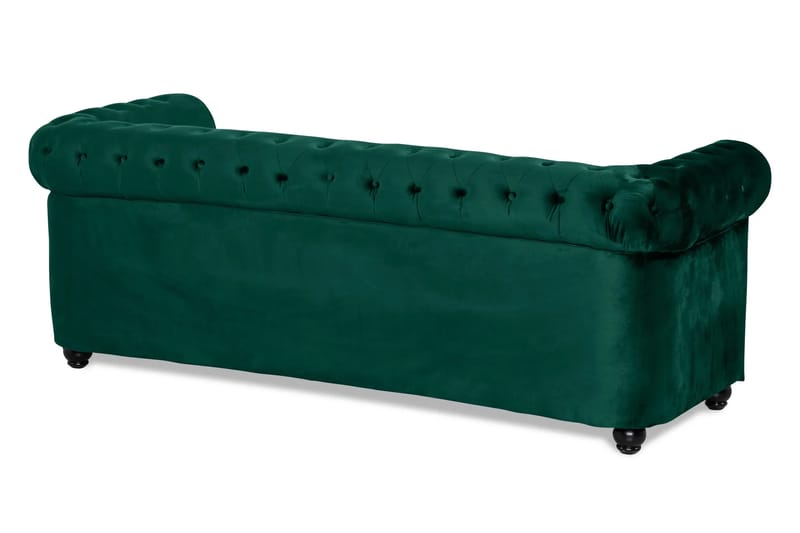 Chesterfield Lyx 3-sits Framåtbäddad Bäddsoffa med HVILA Bäddmadrass 140x200 cm Memoryskum med Tvättbar klädsel - Grön/Vit - Products - Möbler - Soffa - Bäddsoffa - 3 sits bäddsoffa