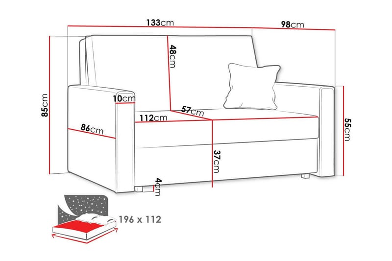 Denegal 2-sits liten bäddsoffa i Tyg - Blå - Products - Möbler - Soffa - Bäddsoffa - 2 sits bäddsoffa