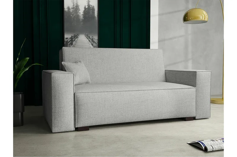 Denegal 2-sits liten bäddsoffa i Tyg - Grå - Products - Möbler - Soffa - Bäddsoffa - 2 sits bäddsoffa