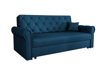 Denegal 2-sits liten bäddsoffa i Plysch - Blå - Products - Möbler - Soffa - Bäddsoffa - 2 sits bäddsoffa