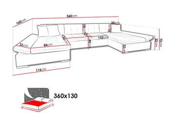 Dewitt 6-sits Bäddsoffa - Mörkgrå - Products - Möbler - Soffa - Bäddsoffa - U bäddsoffa