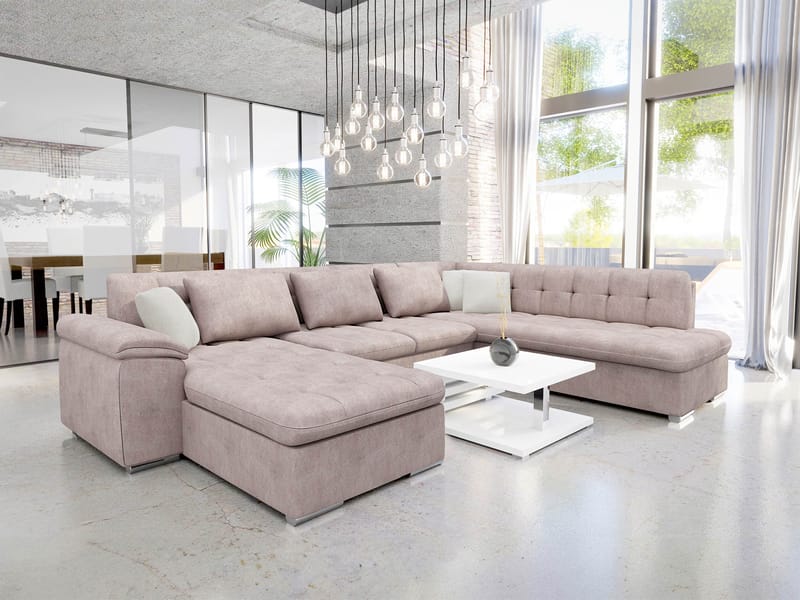 Dynir Bäddsoffa med Divan och Schäslong 5-sits - Rosa - Products - Möbler - Soffa - Bäddsoffa - Bäddsoffa divan