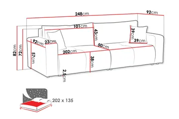 Flo Bäddsoffa 3-sits i Plysch - Gul - Products - Möbler - Soffa - Bäddsoffa - 3 sits bäddsoffa