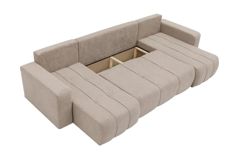 Flo Bäddsoffa Dubbeldivan 4-sits i Plysch - Vit - Products - Möbler - Soffa - Bäddsoffa - U bäddsoffa