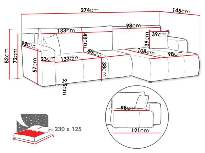 Flo Bäddsoffa med Divan 3-sits - Krämvit - Products - Möbler - Soffa - Bäddsoffa - Bäddsoffa divan