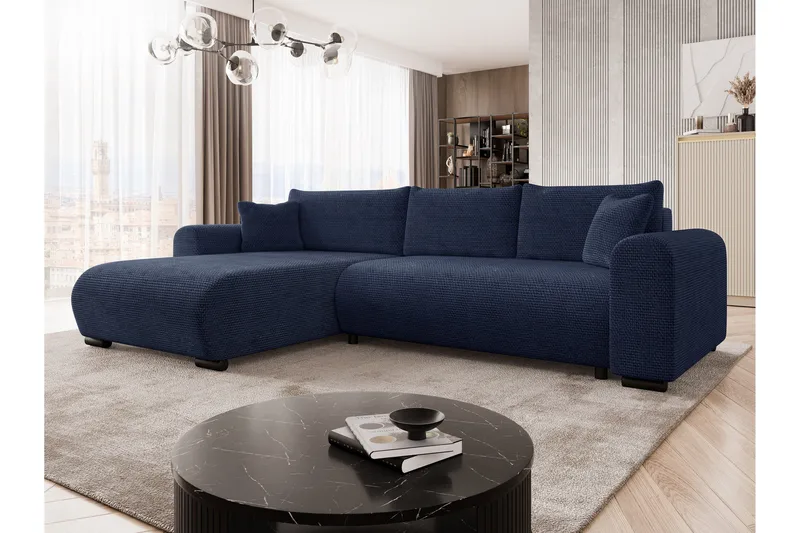 Handda Bäddsoffa med Divan 3-sits i Chenille - Marinblå - Products - Möbler - Soffa - Bäddsoffa - Bäddsoffa divan