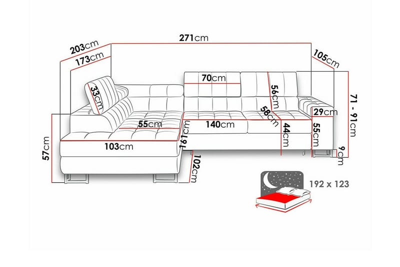 Kintore 3-sits Hörnbäddsoffa Ljusgrå - Products - Möbler - Soffa - Bäddsoffa - Hörnbäddsoffa