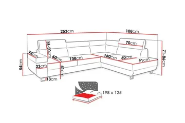 Kintore 3-sits Hörnbäddsoffa Ljusgrå - Products - Möbler - Soffa - Bäddsoffa - Hörnbäddsoffa