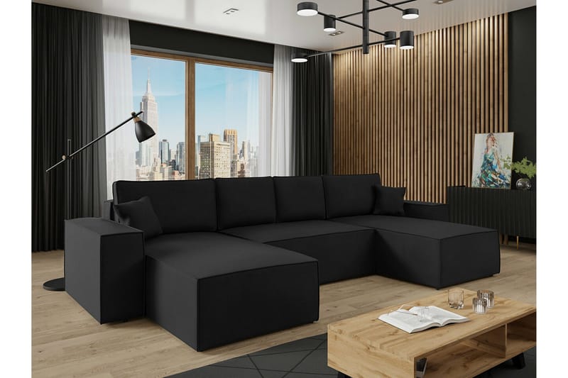Knocklong 4-sits Hörnbäddsoffa - Svart - Products - Möbler - Soffa - Bäddsoffa - Hörnbäddsoffa