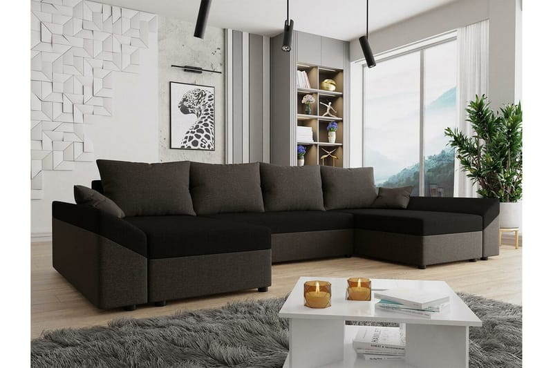 Midfeld 4-sits Hörnbäddsoffa Dark brown/black - Products - Möbler - Soffa - Bäddsoffa - Hörnbäddsoffa
