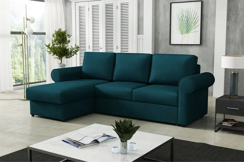 Monaco Hörnsoffa LED-belysning - Mörkturkos - Products - Möbler - Soffa - Bäddsoffa - Bäddsoffa divan