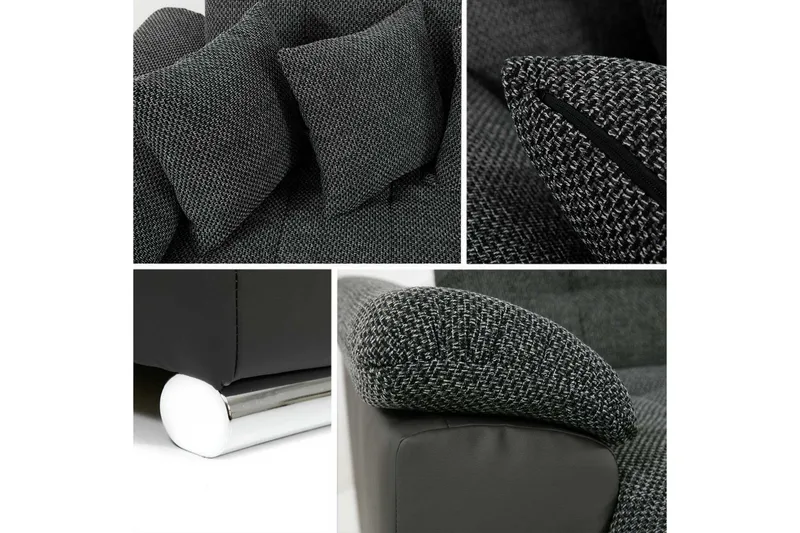 Niko U-Bäddsoffa 350x205x76 cm Divan Höger - Beige/Grå/Vit - Products - Möbler - Soffa - Bäddsoffa - Bäddsoffa längsbäddad