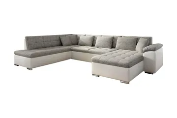 Niko U-Bäddsoffa 350x205x76 cm Divan Höger - Beige/Grå/Vit - Products - Möbler - Soffa - Bäddsoffa - Bäddsoffa längsbäddad