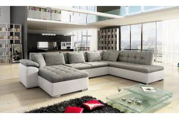 Niko U-Bäddsoffa 350x205x76 cm Divan Vänster - Beige/Grå - Products - Möbler - Soffa - Bäddsoffa - Bäddsoffa längsbäddad
