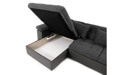 Niko U-Bäddsoffa 350x205x76 cm Divan Vänster - Grå/Svart - Products - Möbler - Soffa - Bäddsoffa - Bäddsoffa divan