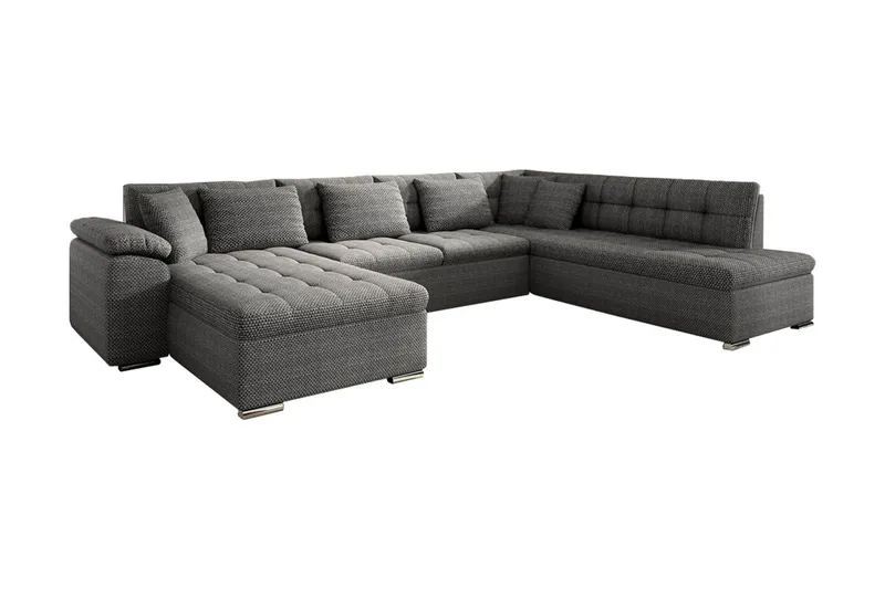 Niko U-Bäddsoffa 350x205x76 cm Divan Vänster - Mörkgrå - Products - Möbler - Soffa - Bäddsoffa - Bäddsoffa divan