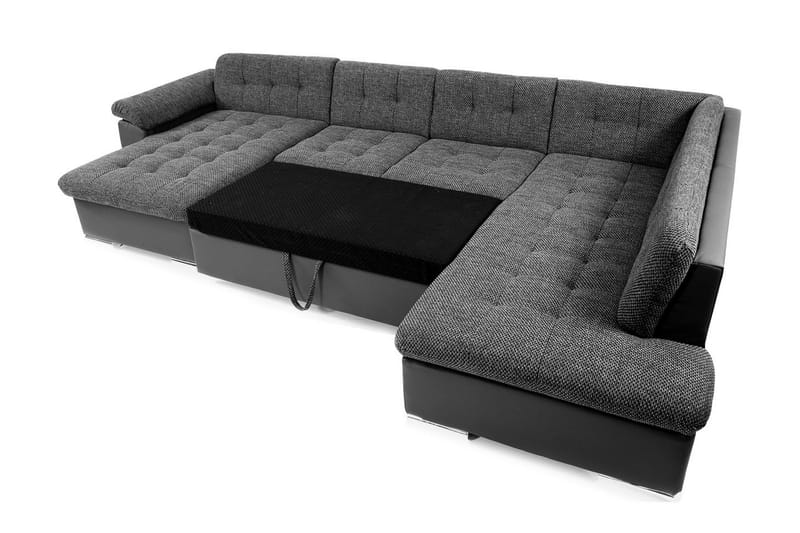 Niko U-Bäddsoffa 350x205x76 cm Divan Vänster - Vit/Grå - Products - Möbler - Soffa - Bäddsoffa - Bäddsoffa divan