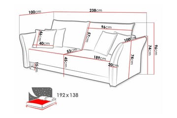 Staffin 3-sits Bäddsoffa Pink/Beige - Products - Möbler - Soffa - Bäddsoffa - 3 sits bäddsoffa