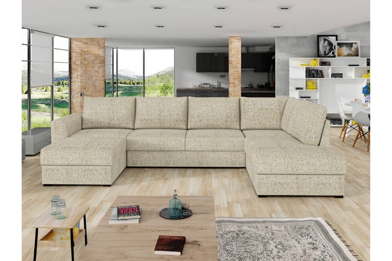 Taberk Bäddsoffa med Divan och Schäslong 4-sits - Beige - Products - Möbler - Soffa - Bäddsoffa - Bäddsoffa divan
