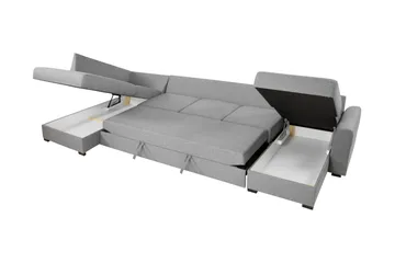 Taberk Bäddsoffa med Divan och Schäslong 5-sits i Chenille - Grön - Products - Möbler - Soffa - Bäddsoffa - Bäddsoffa divan