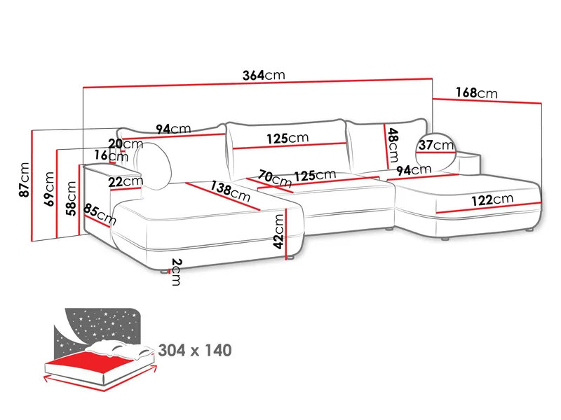 Uppland Bäddsoffa Dubbeldivan 5-sits - Beige - Products - Möbler - Soffa - Bäddsoffa - U bäddsoffa