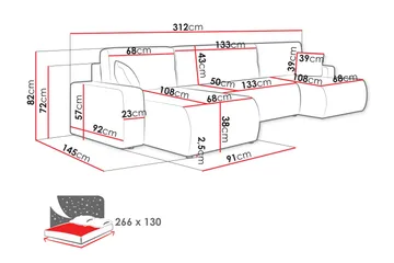 Barile Soffa Dubbeldivan 4-sits - Rosa - Products - Möbler - Soffa - U-soffa
