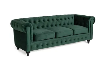Chesterfield Lyx 3 sits Sammetssoffa - Djup soffa - Mörkgrön / Grön - Products - Möbler - Soffa - Chesterfield soffa