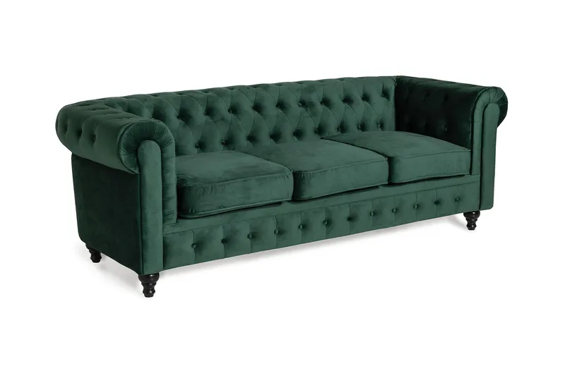 Chesterfield Lyx 3 sits Sammetssoffa - Djup soffa - Mörkgrön / Grön - Products - Möbler - Soffa - Chesterfield soffa