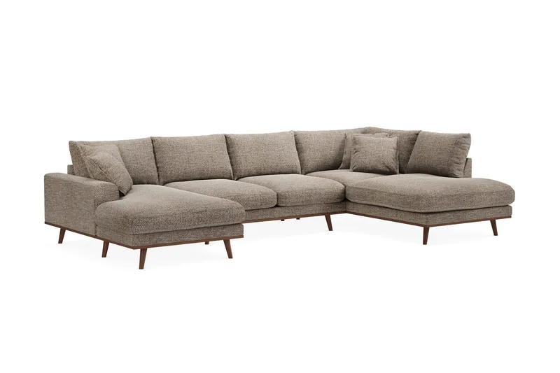 Copenhagen Premium 5-sits Högervänd U-formad Djup Soffa med Divan och Schäslong i Chenille - Brun - Products - Möbler - Soffa - U-soffa