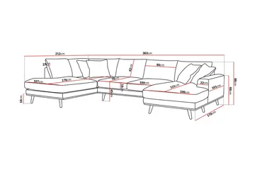 Copenhagen Premium 5-sits Vänstervänd U-formad Djup Soffa med Divan och Schäslong i Tyg - Beige - Products - Möbler - Soffa - U-soffa