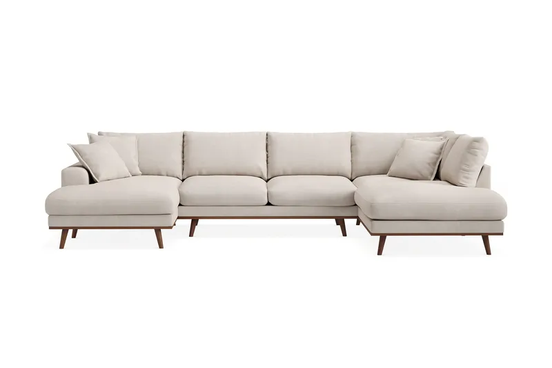 Copenhagen Premium 5-sits Högervänd U-formad Djup Soffa med Divan och Schäslong i Tyg - Beige - Products - Möbler - Soffa - U-soffa