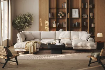 Copenhagen Premium 5-sits Vänstervänd U-formad Djup Soffa med Divan och Schäslong i Tyg - Beige - Products - Möbler - Soffa - U-soffa