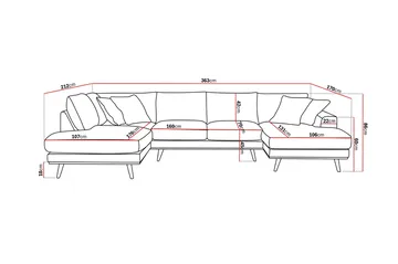 Copenhagen Premium 5-sits Vänstervänd U-formad Djup Soffa med Divan och Schäslong i Tyg - Brun - Products - Möbler - Soffa - U-soffa