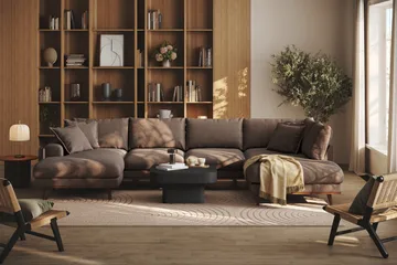 Copenhagen Premium 5-sits Högervänd U-formad Djup Soffa med Divan och Schäslong i Tyg - Mörkbrun - Products - Möbler - Soffa - U-soffa