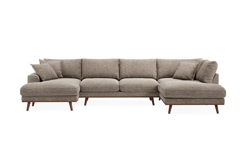 Copenhagen Premium 5-sits Högervänd U-formad Djup Soffa med Divan och Schäslong i Chenille - Brun - Products - Möbler - Soffa - U-soffa