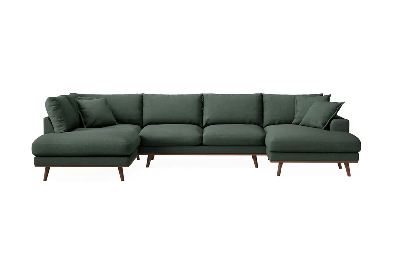 Copenhagen Premium 5-sits Vänstervänd U-formad Djup Soffa med Divan och Schäslong i Tyg - Grön - Products - Möbler - Soffa - U-soffa