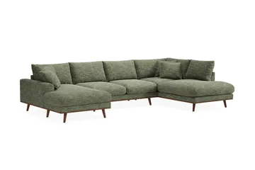 Copenhagen Premium 5-sits Högerv änd U-formad Djup Soffa med Divan och Schäslong i Chenille - Grön - Products - Möbler - Soffa - U-soffa