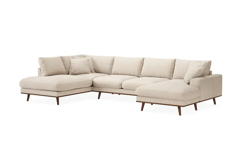 Copenhagen Premium 5-sits Vänstervänd U-formad Djup Soffa med Divan och Schäslong i Chenille - Beige - Products - Möbler - Soffa - U-soffa