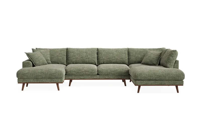 Copenhagen Premium 5-sits Högervänd U-formad Djup Soffa med Divan och Schäslong i Chenille - Grön - Products - Möbler - Soffa - U-soffa