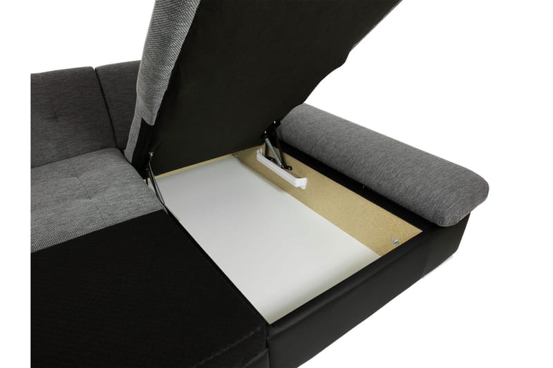 Dewitt Bäddsoffa Dubbelschäslong 4-sits i Konstläder - Svart/Grå - Products - Möbler - Soffa - Skinnsoffa