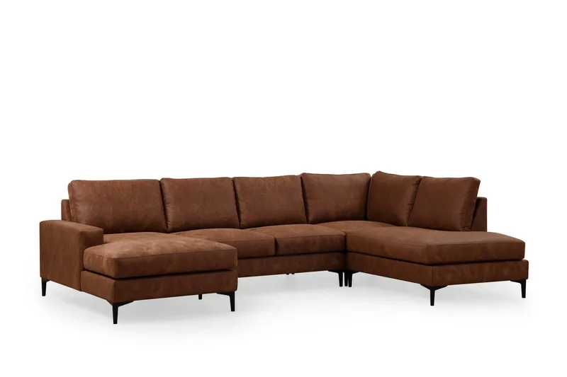Svanabyn Soffa m. Divan och Schäslong 4-sits, Brun